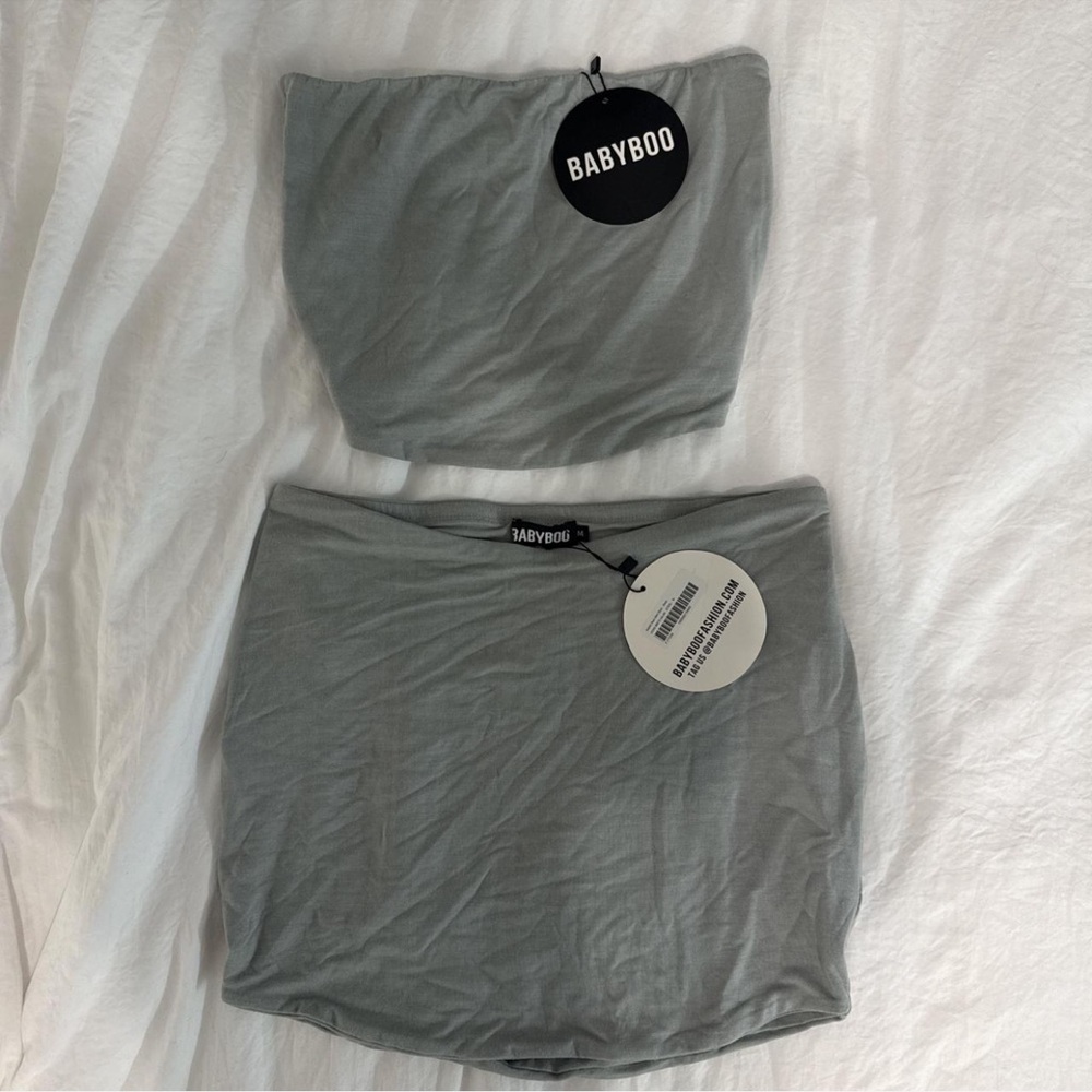 Babyboo Gray mini Skirt Set